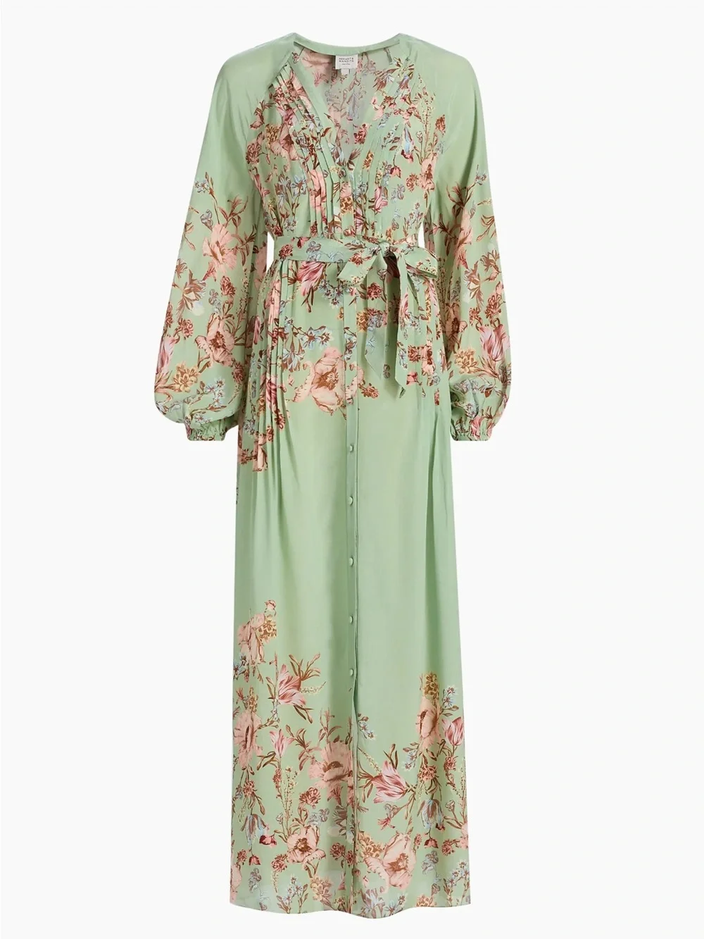 NWT Hemant and Nandita Ezra floral pin-tuck Maxi Dress Sz M - Picture 1 of 7